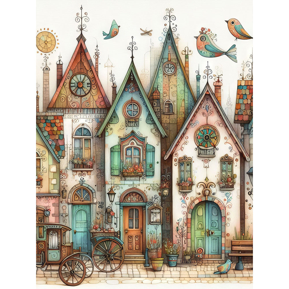 Diamond Painting - Full Round - Fantasy abstract colorful building (30*40CM)