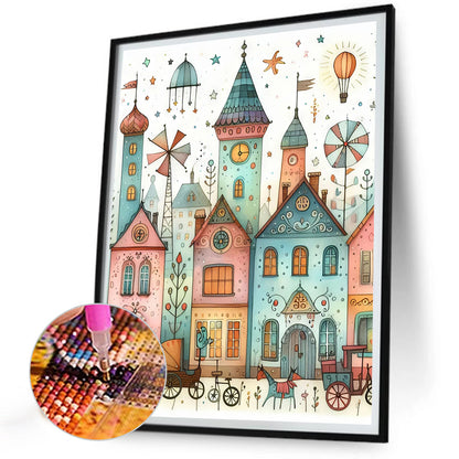 Diamond Painting - Full Round - Fantasy abstract colorful building (30*40CM)