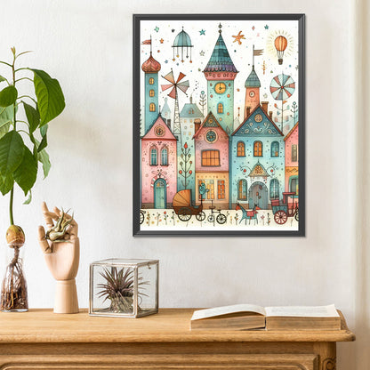 Diamond Painting - Full Round - Fantasy abstract colorful building (30*40CM)