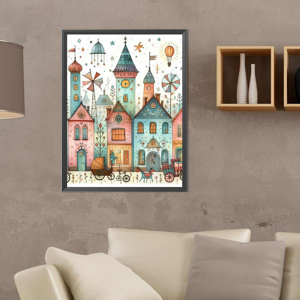 Diamond Painting - Full Round - Fantasy abstract colorful building (30*40CM)