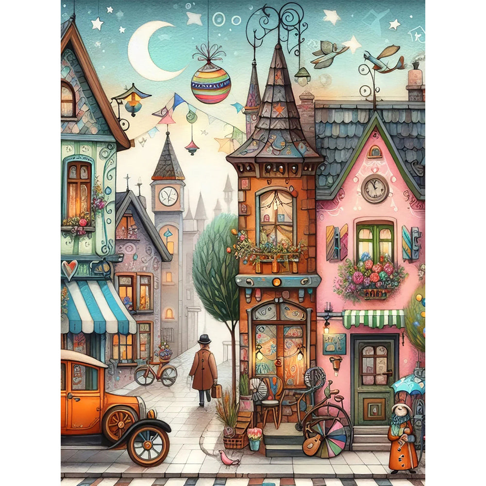 Diamond Painting - Full Round - Fantasy abstract colorful building (30*40CM)