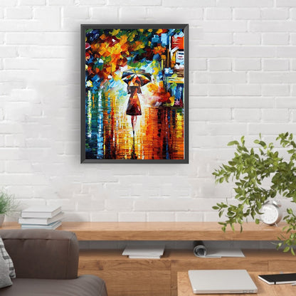 Diamond Painting - Full Round - Back view of girl in the rain (30*40CM)