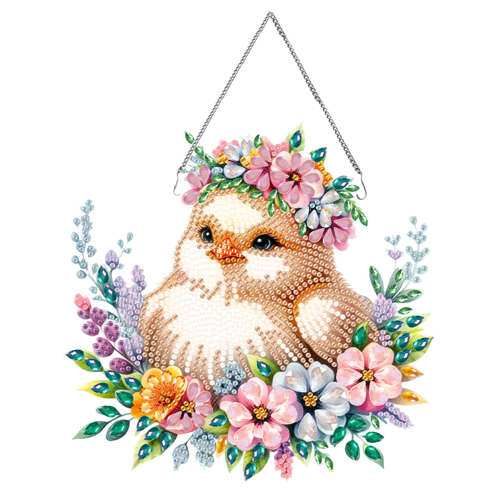 Acrylic Single-Side Cute Chick Diamond Painting Hanging Pendant for Office Decor