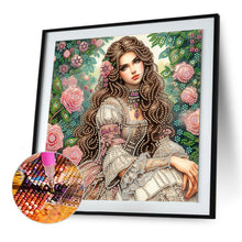 Load image into Gallery viewer, Diamond Painting - Partial Special Shaped - Literary lady in the garden (30*30CM)

