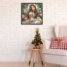 Load image into Gallery viewer, Diamond Painting - Partial Special Shaped - Literary lady in the garden (30*30CM)
