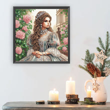 Load image into Gallery viewer, Diamond Painting - Partial Special Shaped - Literary lady in the garden (30*30CM)

