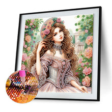 Load image into Gallery viewer, Diamond Painting - Partial Special Shaped - Literary lady in the garden (30*30CM)
