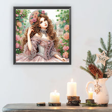 Load image into Gallery viewer, Diamond Painting - Partial Special Shaped - Literary lady in the garden (30*30CM)
