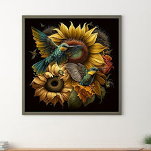 Load image into Gallery viewer, Diamond Painting - Full Round - flower hummingbird (30*30CM)
