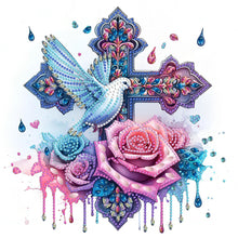 Load image into Gallery viewer, Diamond Painting - Partial Special Shaped - Cross of faith with roses and white doves (30*30CM)
