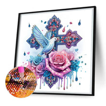 Load image into Gallery viewer, Diamond Painting - Partial Special Shaped - Cross of faith with roses and white doves (30*30CM)
