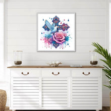 Load image into Gallery viewer, Diamond Painting - Partial Special Shaped - Cross of faith with roses and white doves (30*30CM)
