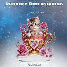 Load image into Gallery viewer, Cat in Cup 5D DIY Diamond Art Tabletop Decorations Cute Bedroom Table Decoration
