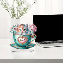 Load image into Gallery viewer, Cat in Cup 5D DIY Diamond Art Tabletop Decorations Cute Bedroom Table Decoration

