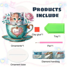 Load image into Gallery viewer, Cat in Cup 5D DIY Diamond Art Tabletop Decorations Cute Bedroom Table Decoration
