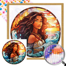 Load image into Gallery viewer, AB Diamond Painting - Full Round - Ocean brunette girl glass art (40*40CM)
