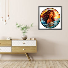 Load image into Gallery viewer, AB Diamond Painting - Full Round - Ocean brunette girl glass art (40*40CM)
