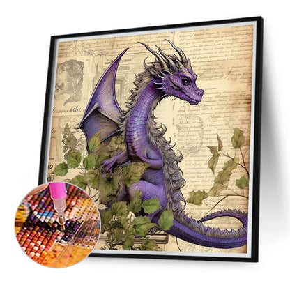 Diamond Painting - Full Round - dark purple dragon leaves (40*40CM)
