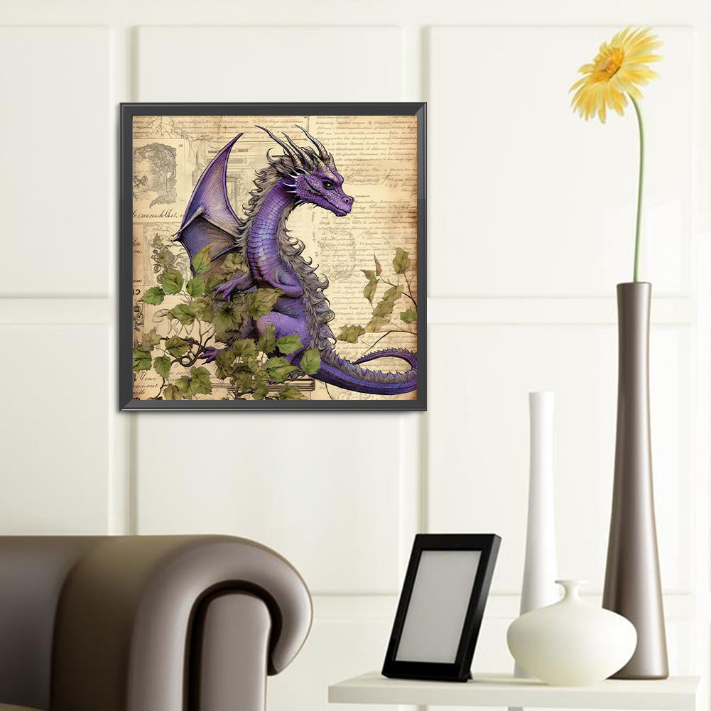 Diamond Painting - Full Round - dark purple dragon leaves (40*40CM)