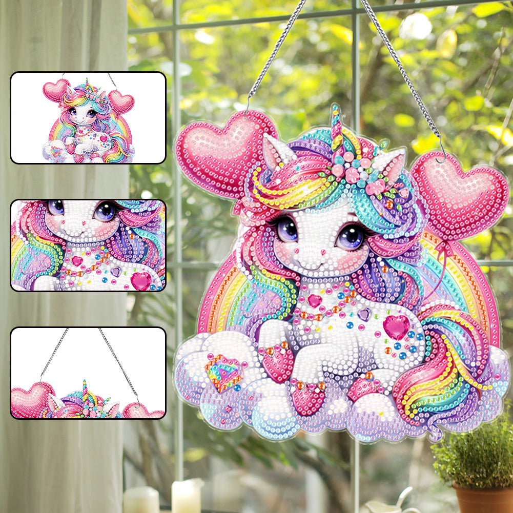 Acrylic Single-Side Unicorn Diamond Painting Hanging Pendant for Home Wall Decor