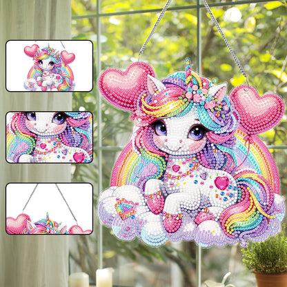 Acrylic Single-Side Unicorn Diamond Painting Hanging Pendant for Home Wall Decor