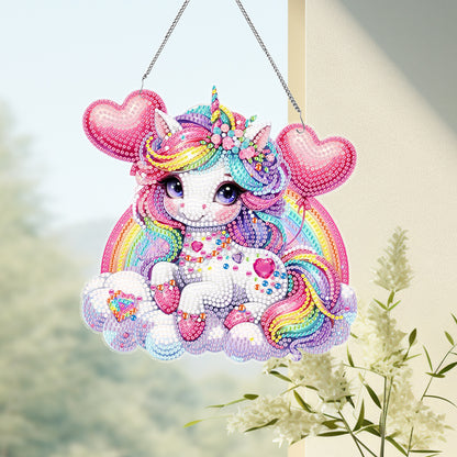 Acrylic Single-Side Unicorn Diamond Painting Hanging Pendant for Home Wall Decor