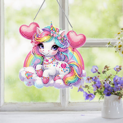 Acrylic Single-Side Unicorn Diamond Painting Hanging Pendant for Home Wall Decor
