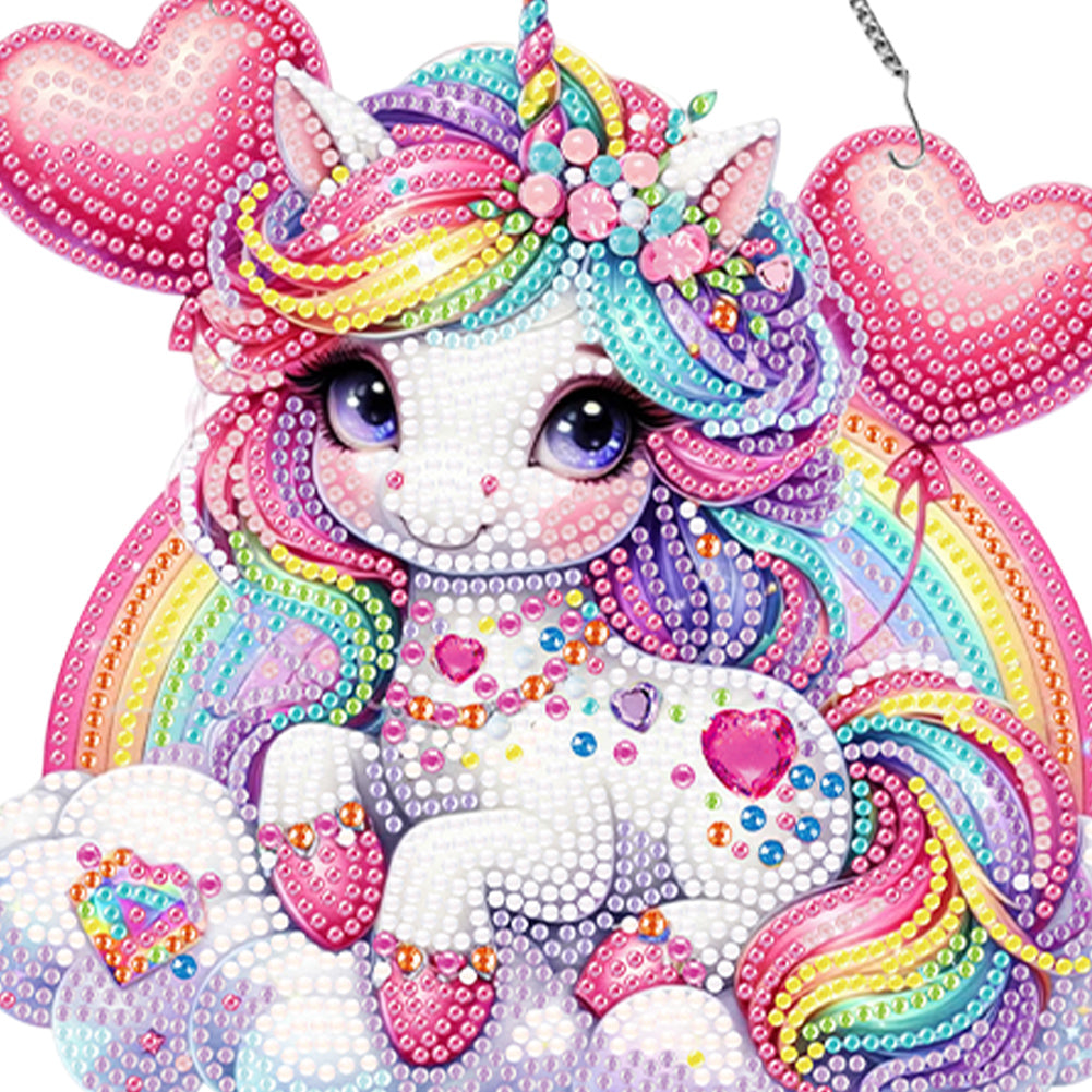 Acrylic Single-Side Unicorn Diamond Painting Hanging Pendant for Home Wall Decor