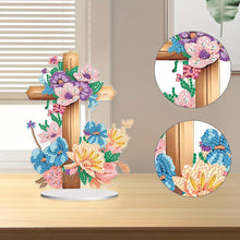 Load image into Gallery viewer, Special Shape Flower Cross Desktop Diamond Art Kit for Home Office Desktop Decor
