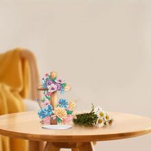 Load image into Gallery viewer, Special Shape Flower Cross Desktop Diamond Art Kit for Home Office Desktop Decor

