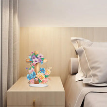 Load image into Gallery viewer, Special Shape Flower Cross Desktop Diamond Art Kit for Home Office Desktop Decor

