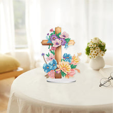 Load image into Gallery viewer, Special Shape Flower Cross Desktop Diamond Art Kit for Home Office Desktop Decor
