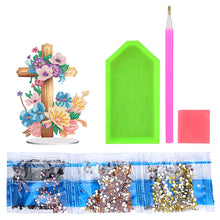 Load image into Gallery viewer, Special Shape Flower Cross Desktop Diamond Art Kit for Home Office Desktop Decor
