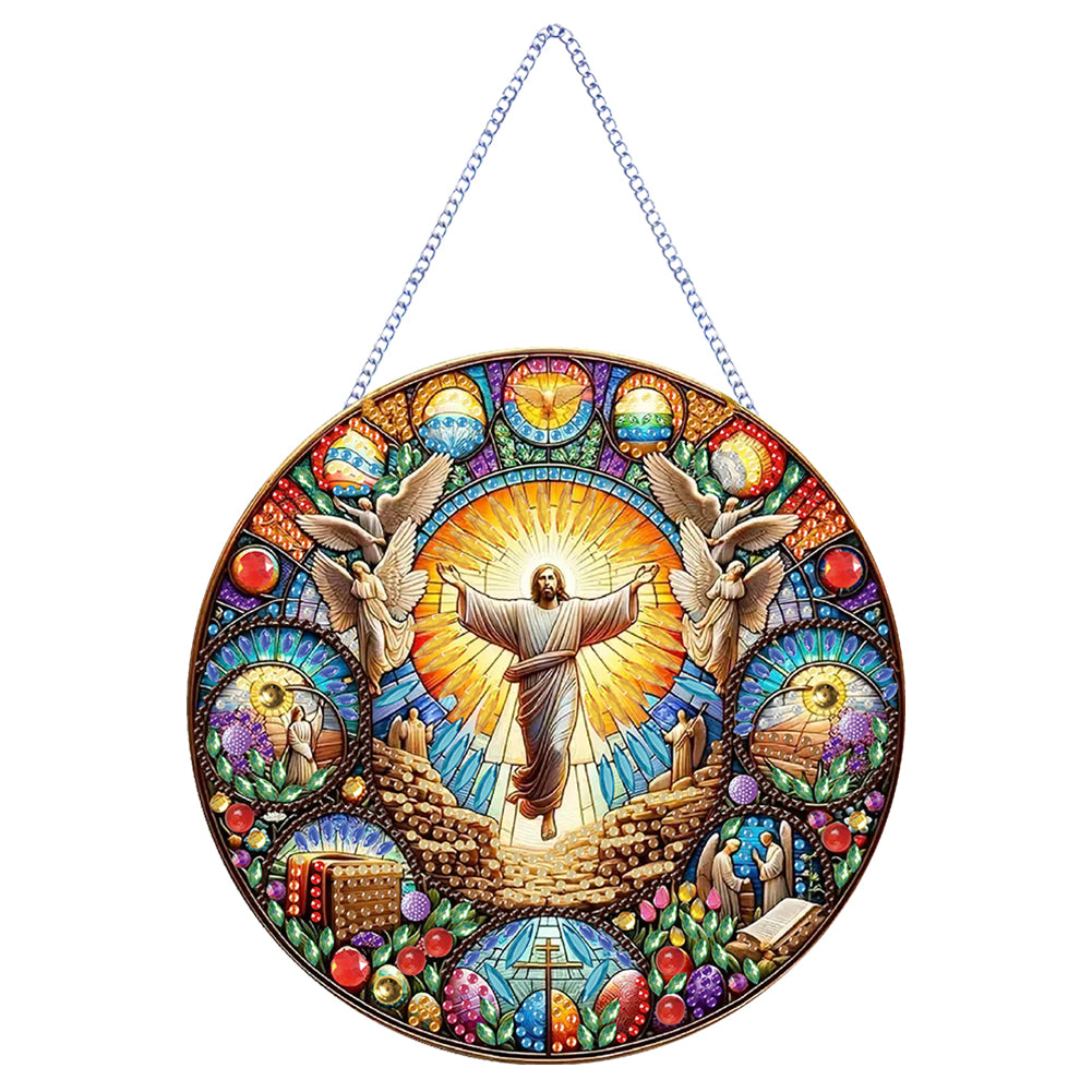 Holy Mother/Jesus Single-Side Diamond Art Hanging Pendant Window Office Decor
