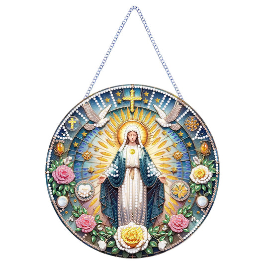 Holy Mother/Jesus Single-Side Diamond Art Hanging Pendant Window Office Decor