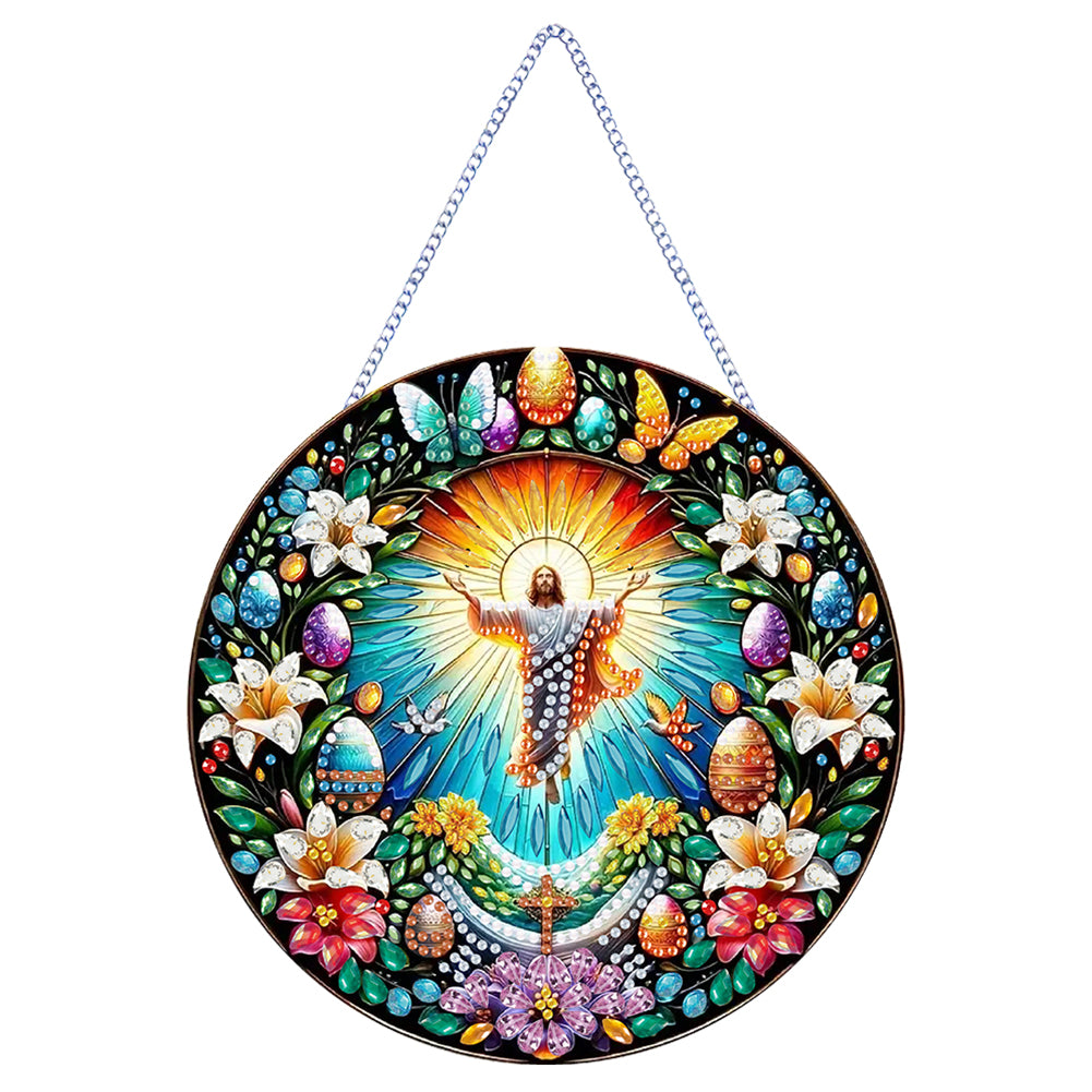 Holy Mother/Jesus Single-Side Diamond Art Hanging Pendant Window Office Decor