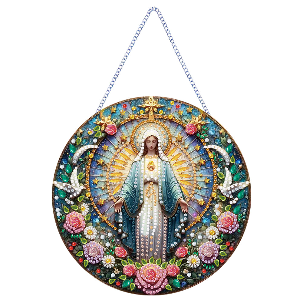 Holy Mother/Jesus Single-Side Diamond Art Hanging Pendant Window Office Decor