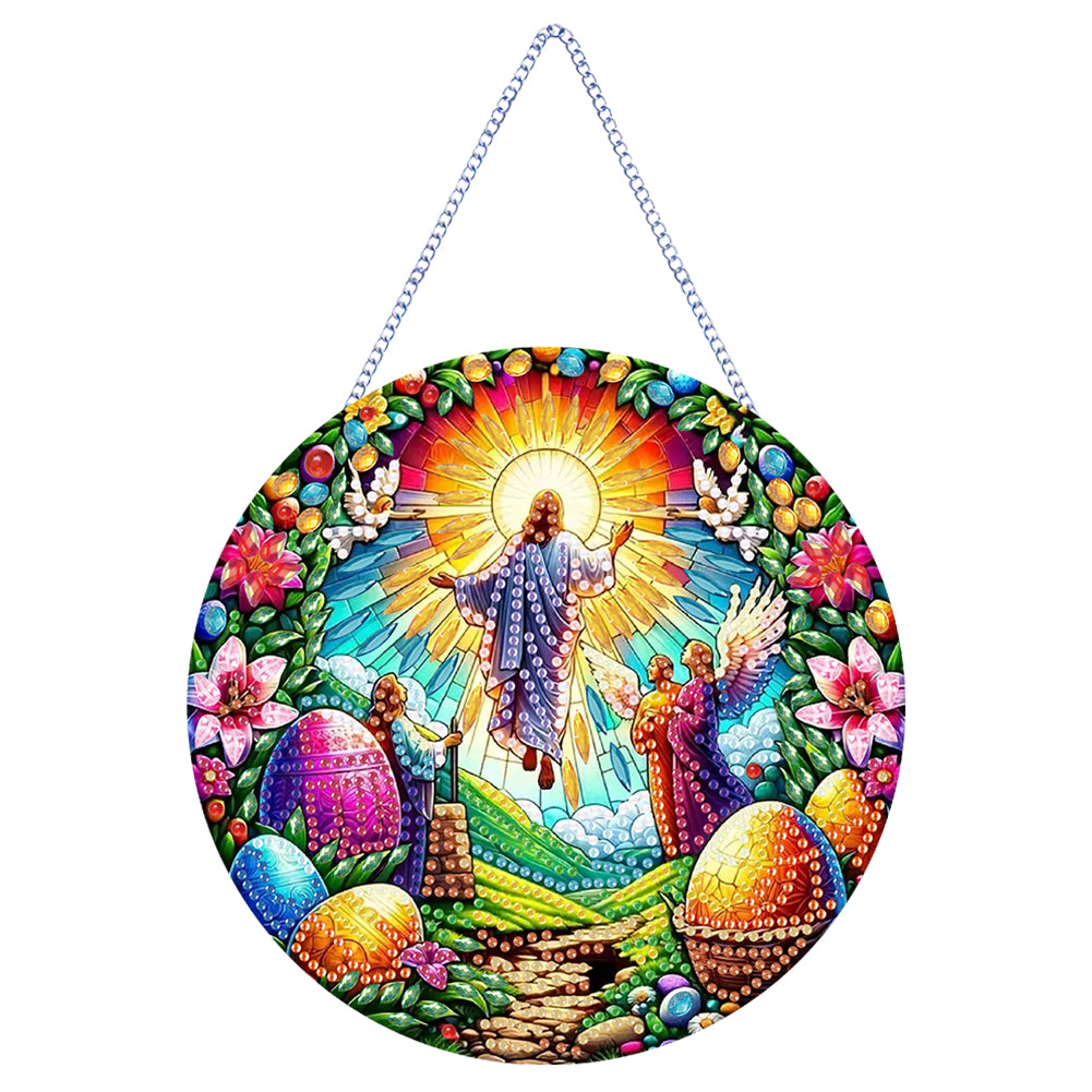 Holy Mother/Jesus Single-Side Diamond Art Hanging Pendant Window Office Decor