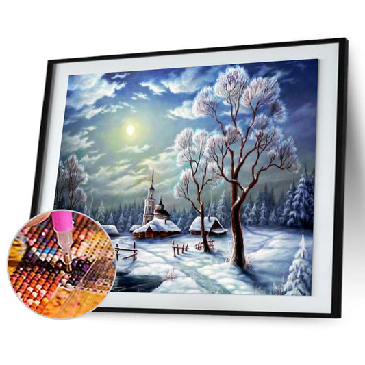Snow Scene 35*30CM(Canvas) Full Round Drill Diamond Painting