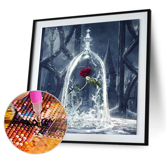 Red Rose 30*30CM(Canvas) Round Drill Diamond Painting