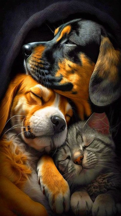AB  Diamond Painting - Cat  and  Dog (40*70CM)
