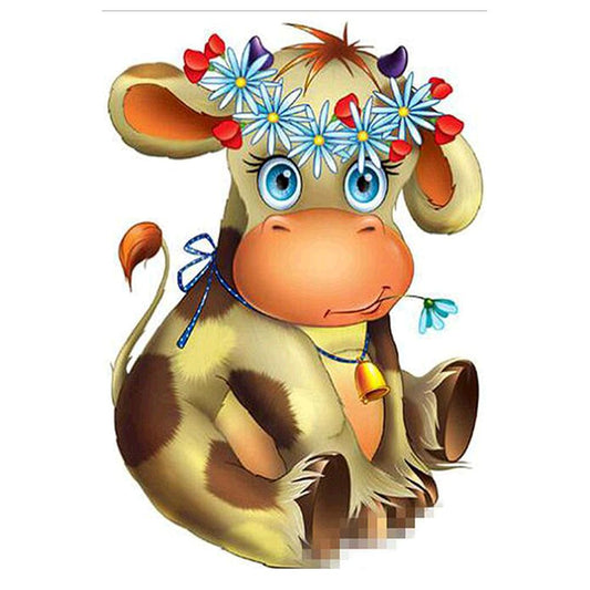 Cartoon Cow 40*30CM(Canvas) Round Drill Diamond Painting