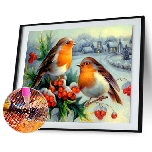 2 Birds 40*30CM(Canvas) Round Drill Diamond Painting