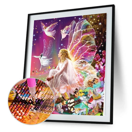 Butterfly Fairy 40*30CM(Canvas) Partial Round Drill Diamond Painting