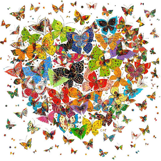 Butterfly Heart 30*30CM(Canvas) Full Round Drill Diamond Painting