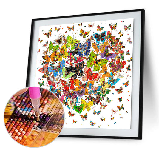 Butterfly Heart 30*30CM(Canvas) Full Round Drill Diamond Painting