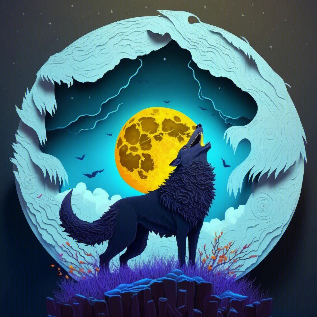 AB Diamond Painting - Full Round - Moon Wolf (40*40cm)
