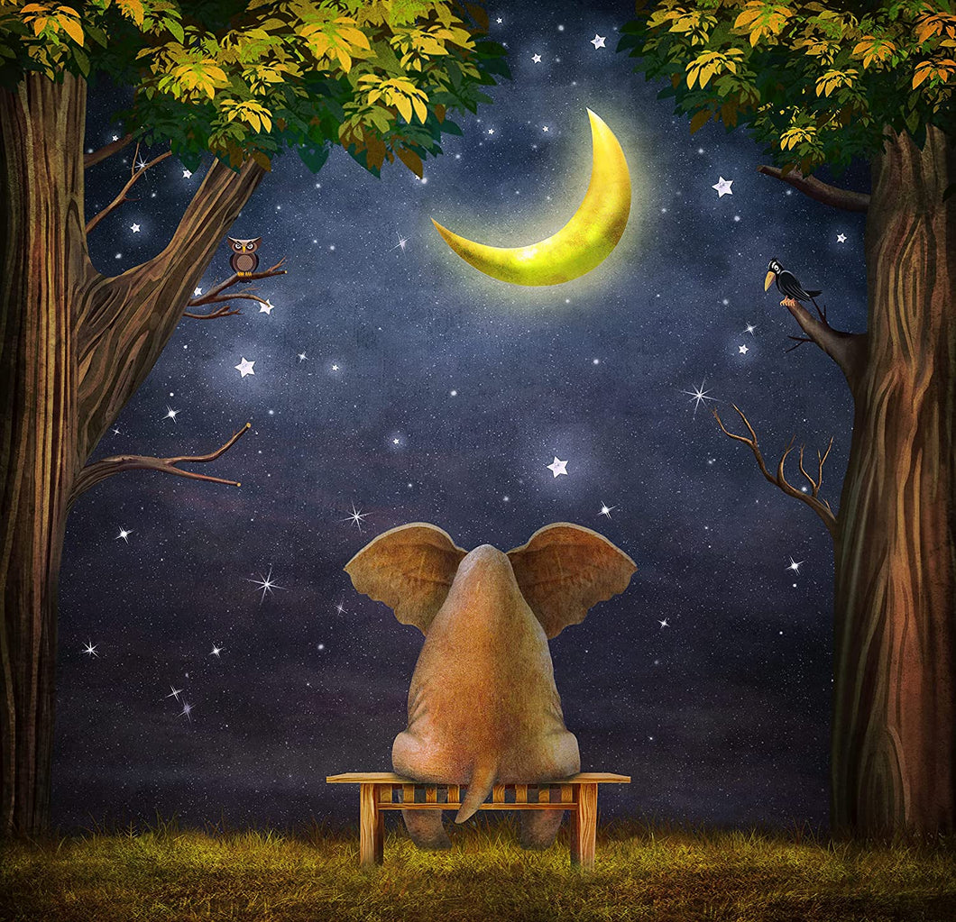 Diamond Painting - Full Round - Elephant Night Scenery (40*40CM)