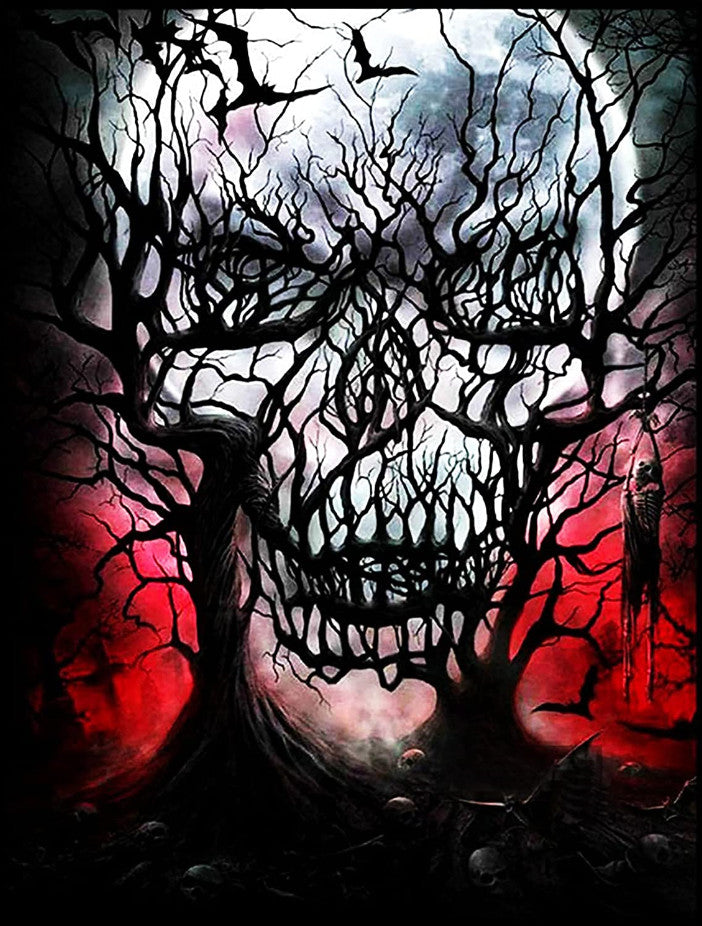 Diamond Painting - Full Round - Halloween Night Skull Tree (30*40CM)