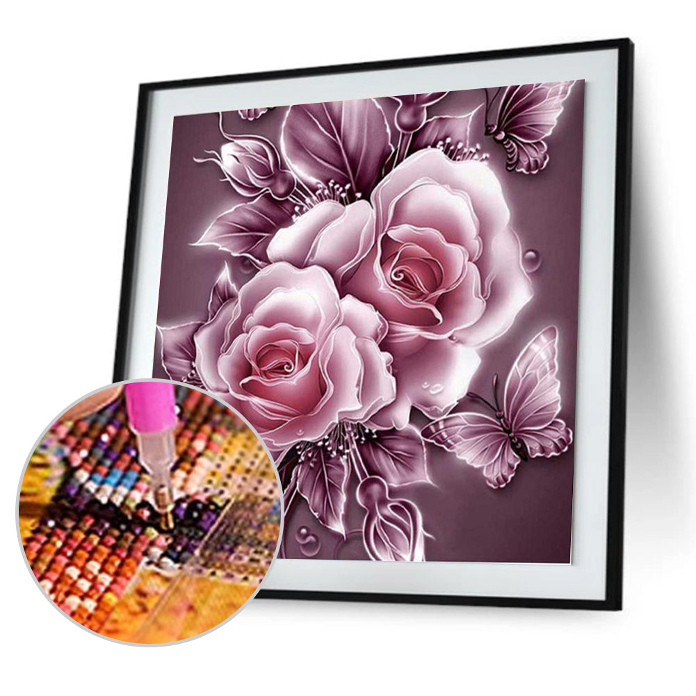 Rose 25x25cm(canvas) partial round drill diamond painting